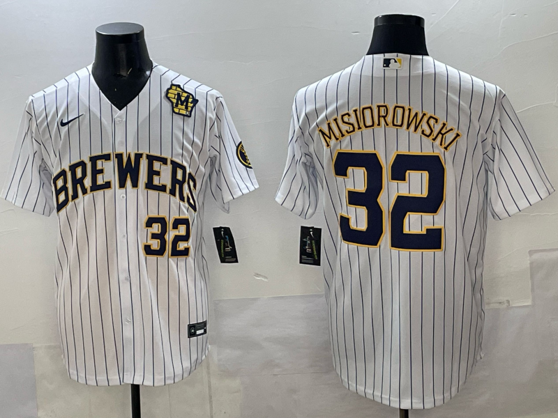 Men Milwaukee Brewers #32 Misiorowski white Nike MLB 2025 jersey 003->milwaukee brewers->MLB Jersey